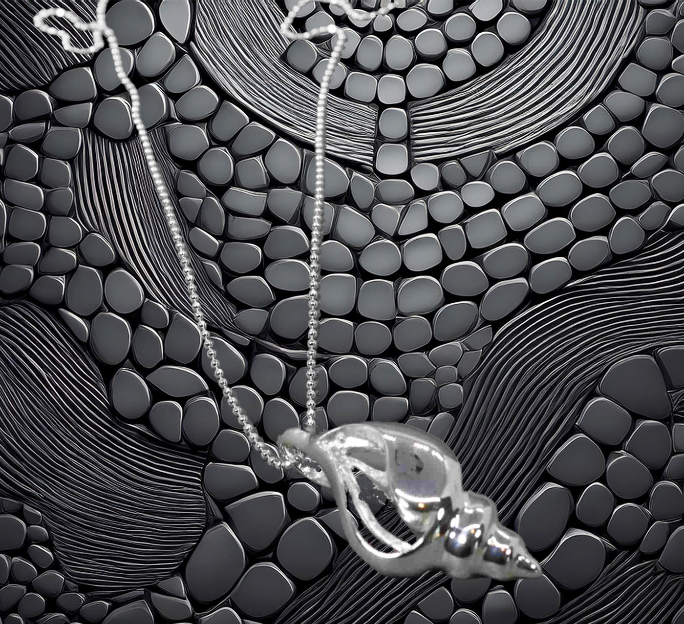 Sterling Silver Sea Shell Pendant Necklace with Italian Diamond-Cut Ball Chain 925ijewel.com