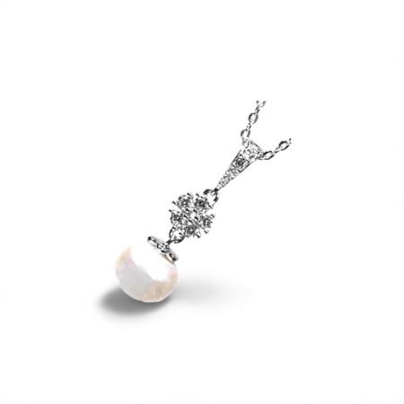 Eternal Bloom Sterling Silver Freshwater Pearl Pendant with Sparkling CZ Flower Accent