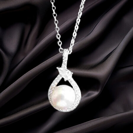 Elegant Freshwater Pearl Pendant in 925 Sterling Silver with Sparkling CZ Halo 925ijewel.com