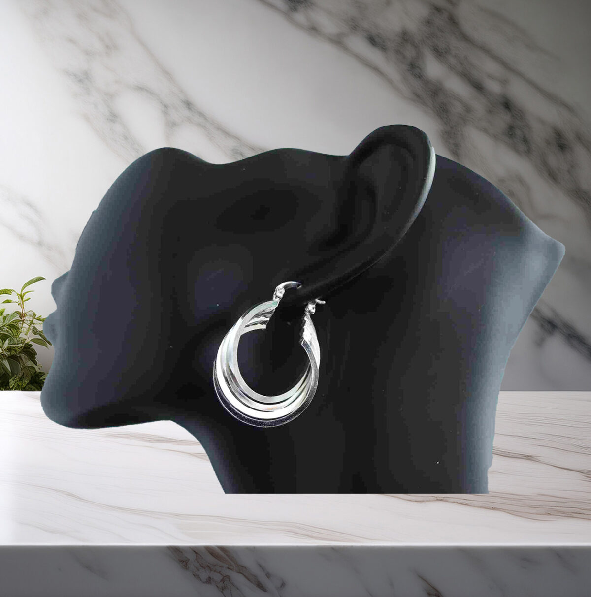 Elegant Sterling Silver Multi Hoop Design 29mm Long Earrings 925ijewel.com