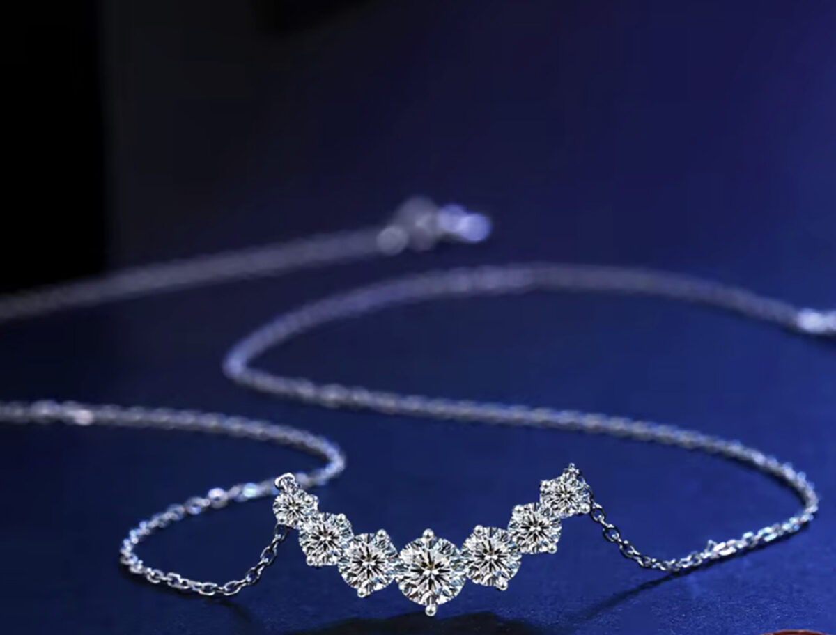 Everlasting Smile Sterling Silver CZ Necklace with Graduated Sparkle. 925ijewel.com