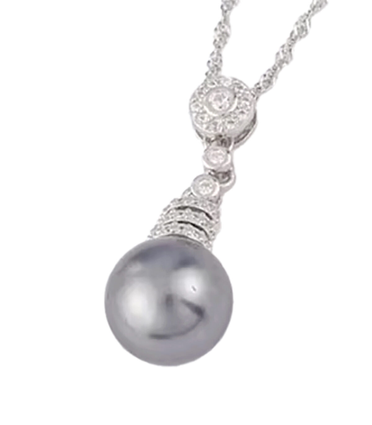 Lustrous Sterling Silver Gray Pearl Shell Bead Pendant & Dangle Earrings Set. 925ijewel.com
