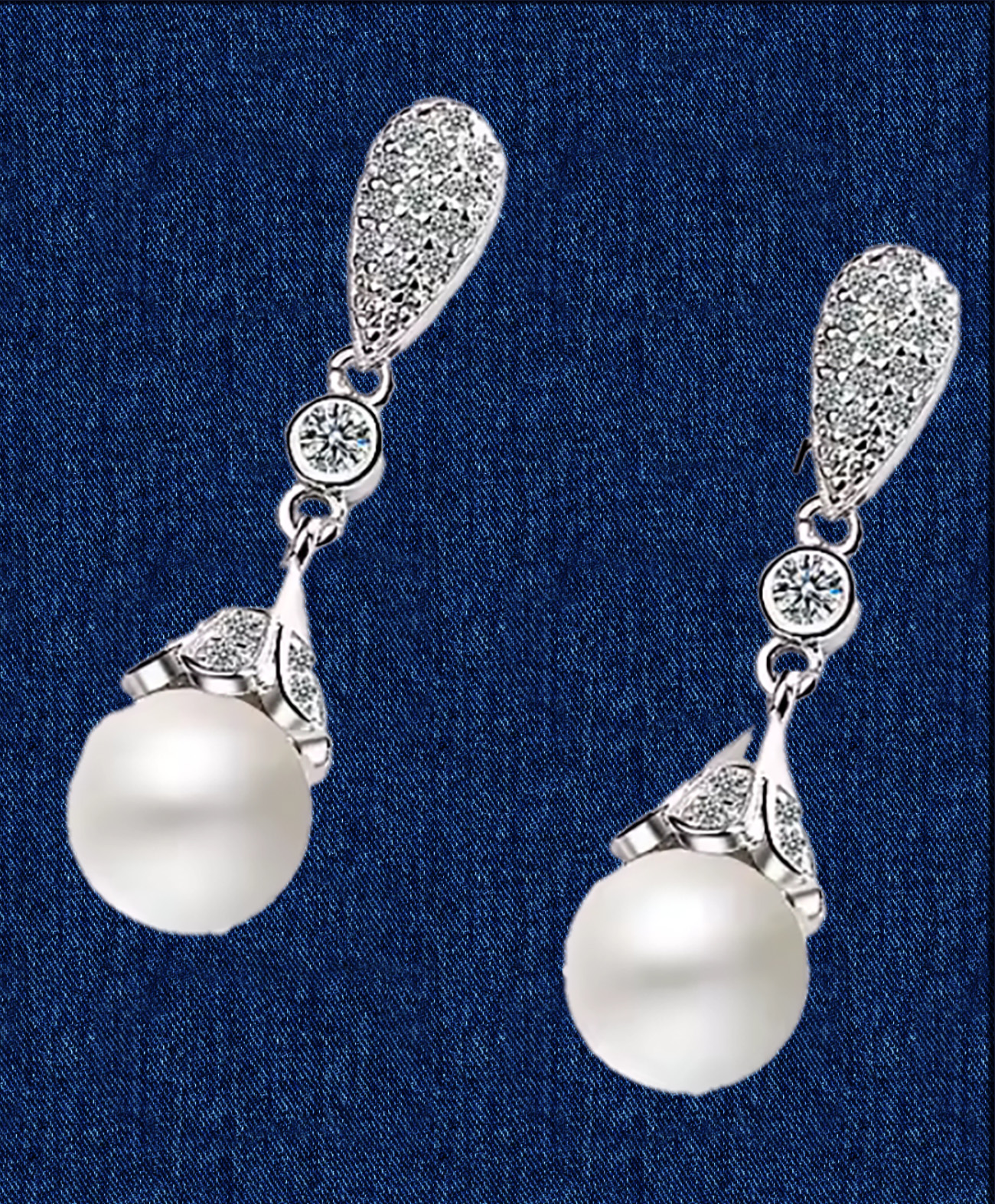 Pure Grace Sterling Silver Freshwater Pearl Dangle Earrings with CZ Sparkle. 925ijewel.com