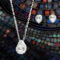 Sterling Silver Pear Shaped CZ with Two Round CZ Adorned on Dainty Link Chain and Pear Shaped Earring Set 925ijewel.com