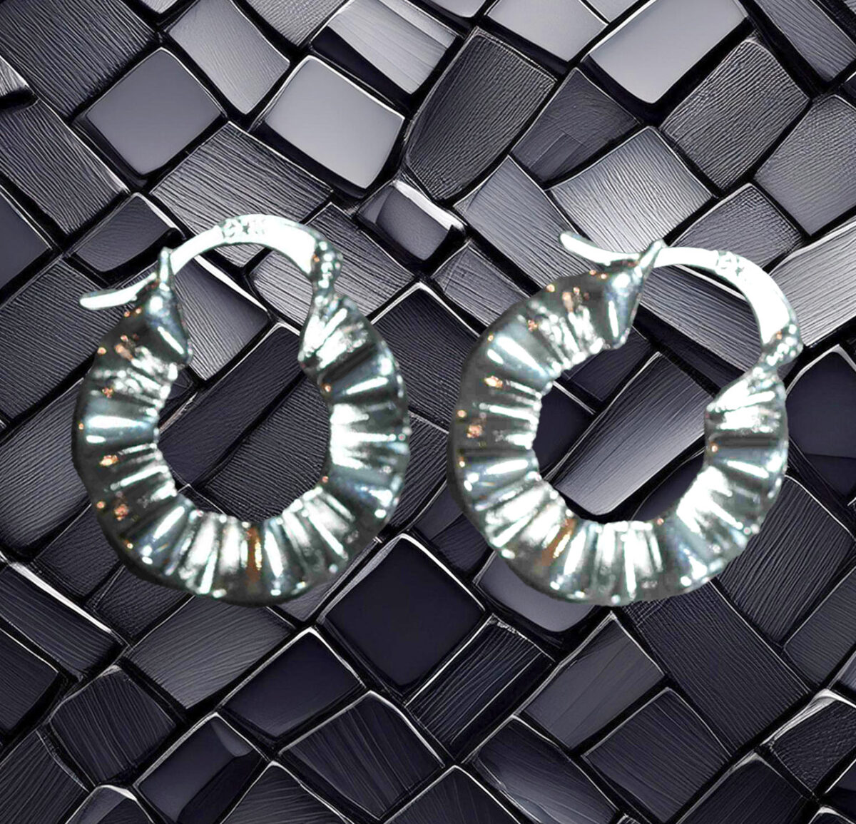 Timeless 17.5mm Hammered Sterling Silver Hoop Earrings 925ijewel.com