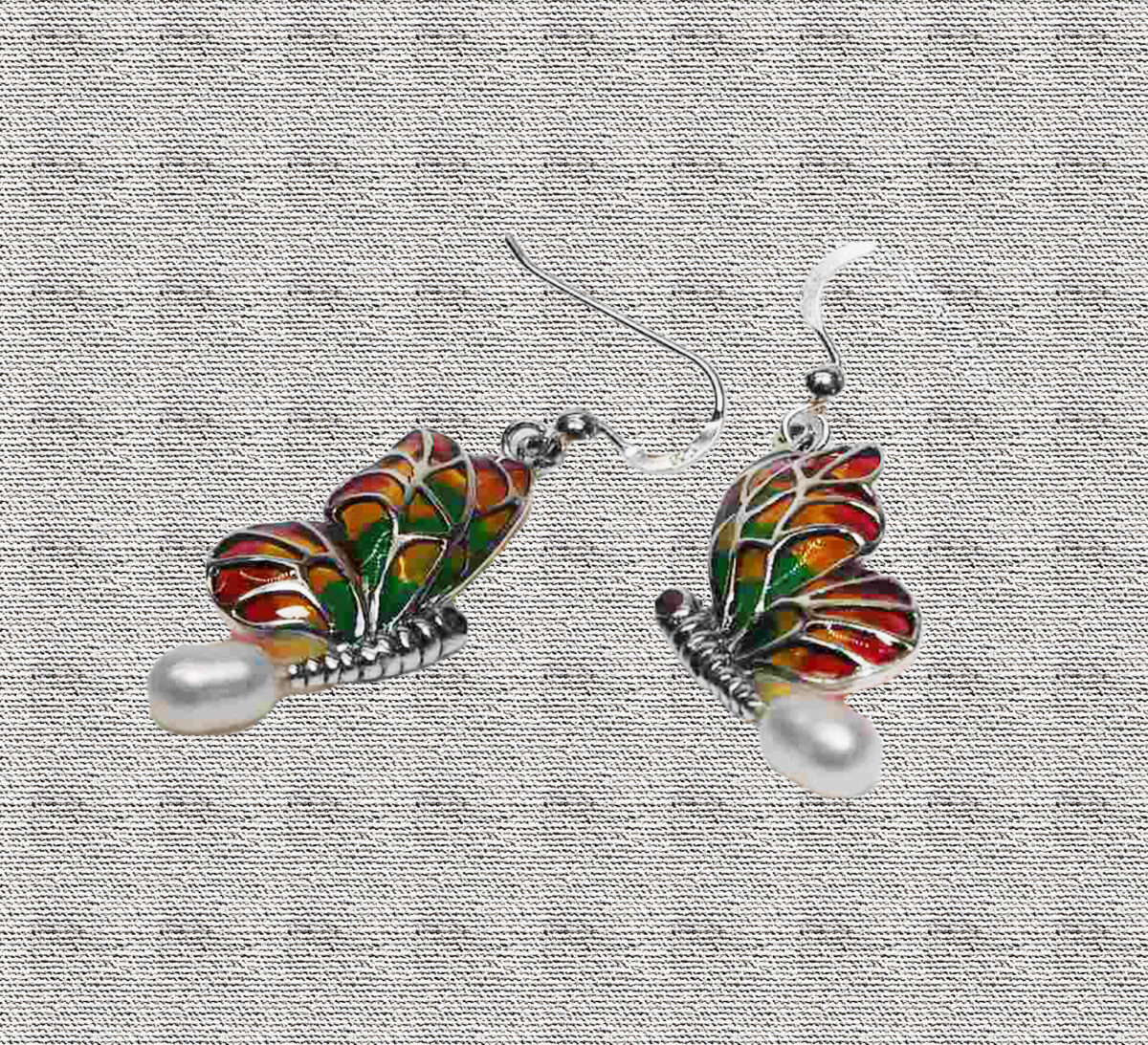 Whispering Wings Sterling Silver Colorful Butterfly Dangle Earrings with Intricate Concho Detailing. 925ijewel.com