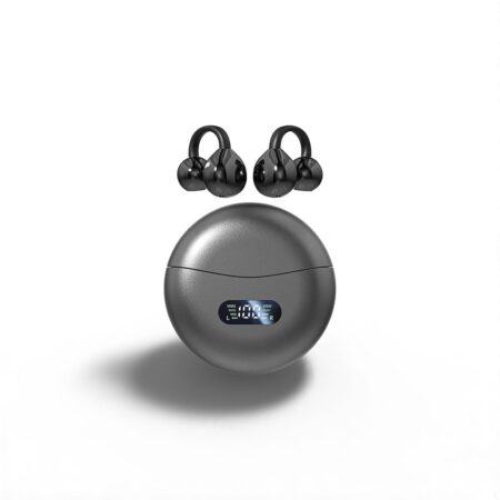 Trendy Bluetooth 5.4 Clip-On Headset with Real-Time Translator-Gray and Off-White