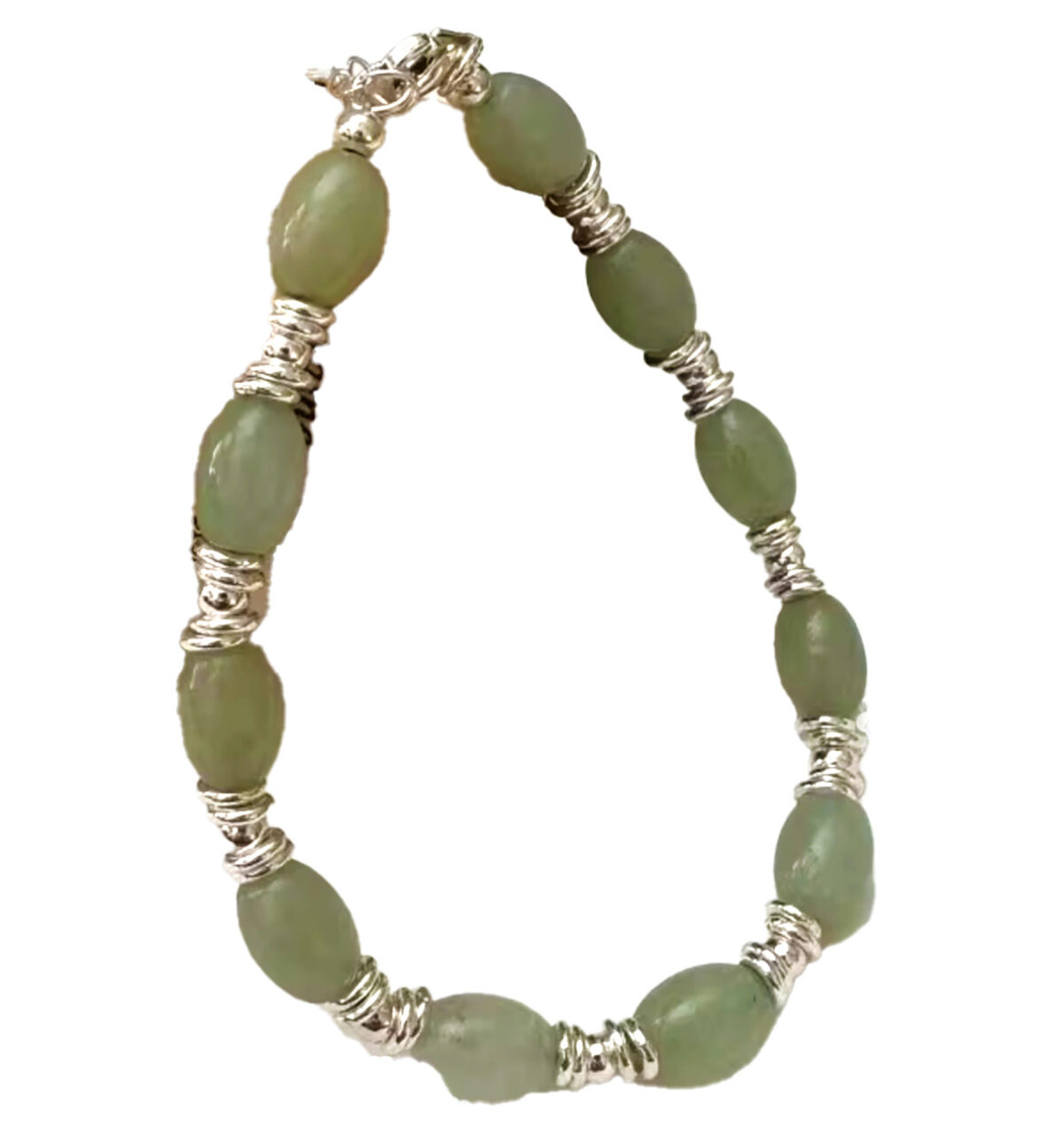 Eternal Harmony Sterling Silver and Jade Bead Bracelet – Where Serenity Meets Elegance. 925ijewel.com