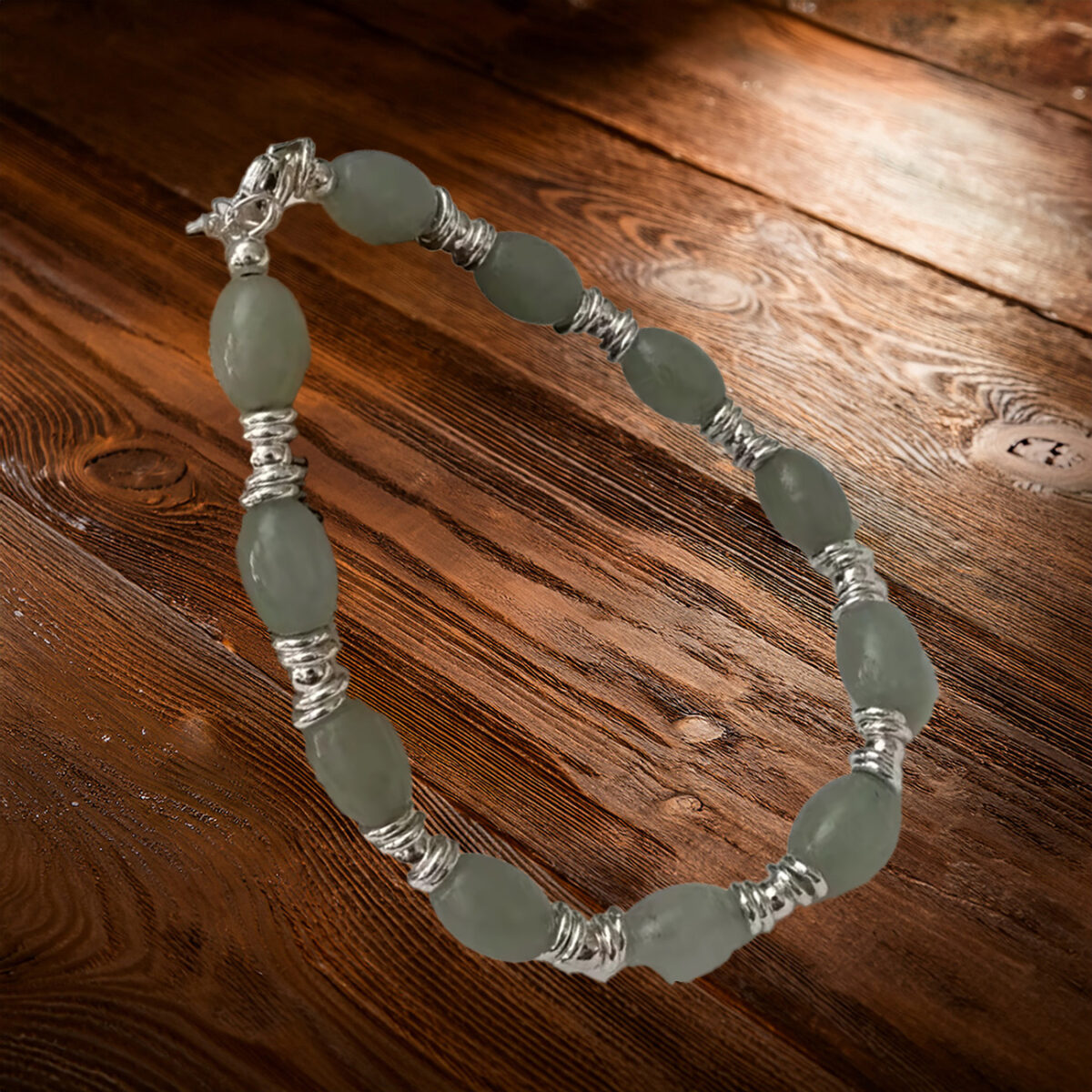 Eternal Harmony Sterling Silver and Jade Bead Bracelet – Where Serenity Meets Elegance. 925ijewel.com