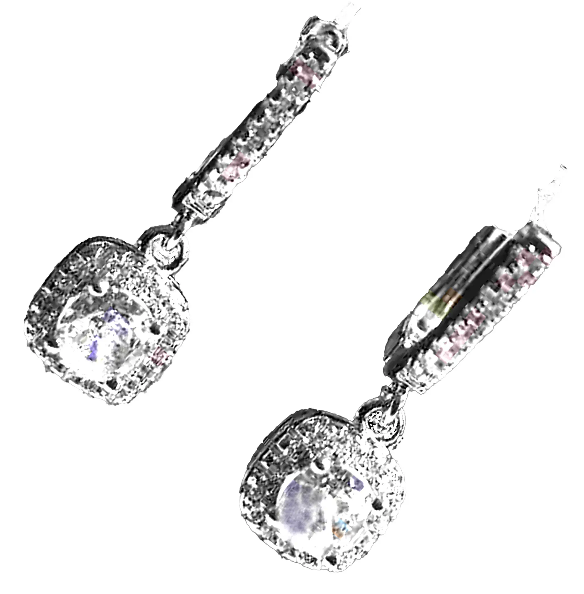 Sterling Silver Round CZ Dangle Earrings — Cushion Frame Sparkle and Hypoallergenic. 925ijewel.com