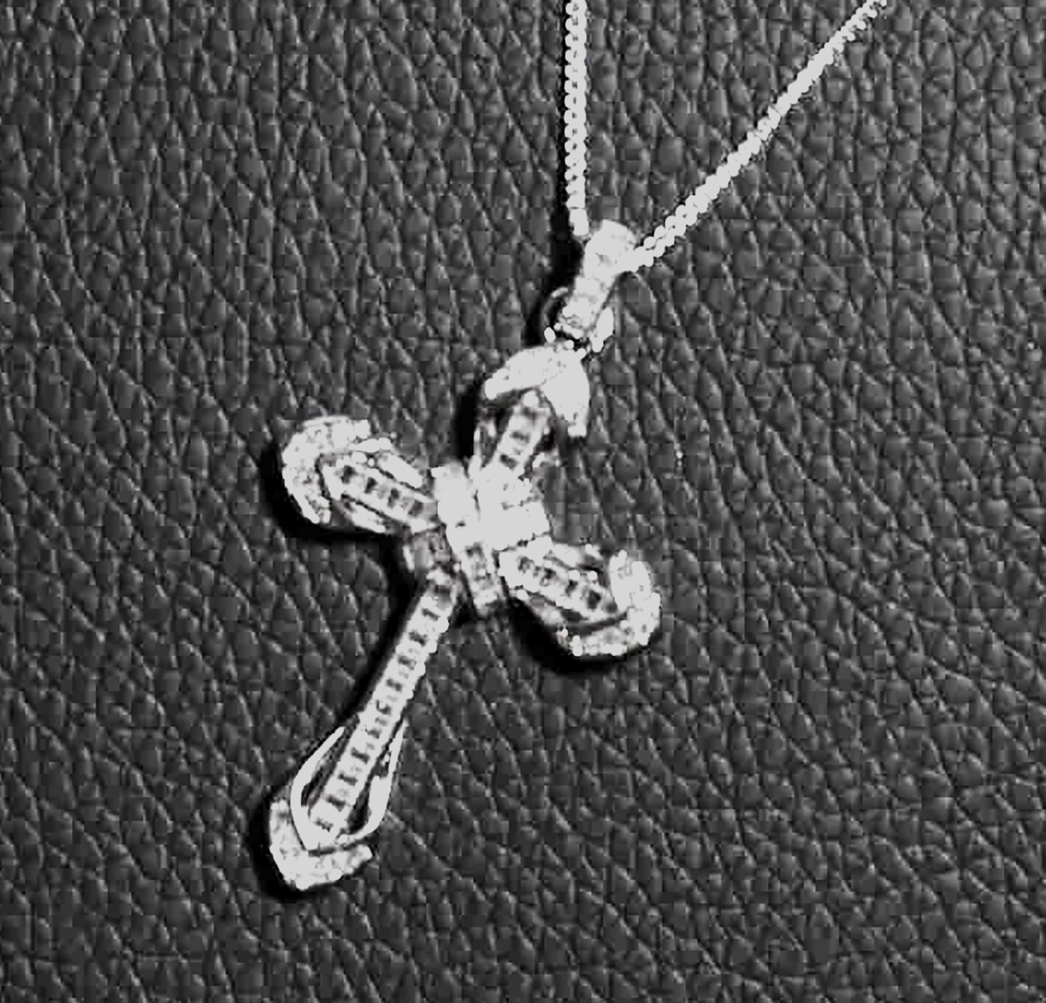 Timeless Sterling Silver Cross Pendant with Round and Baguette CZ- on Box Chain. 925ijewel.com