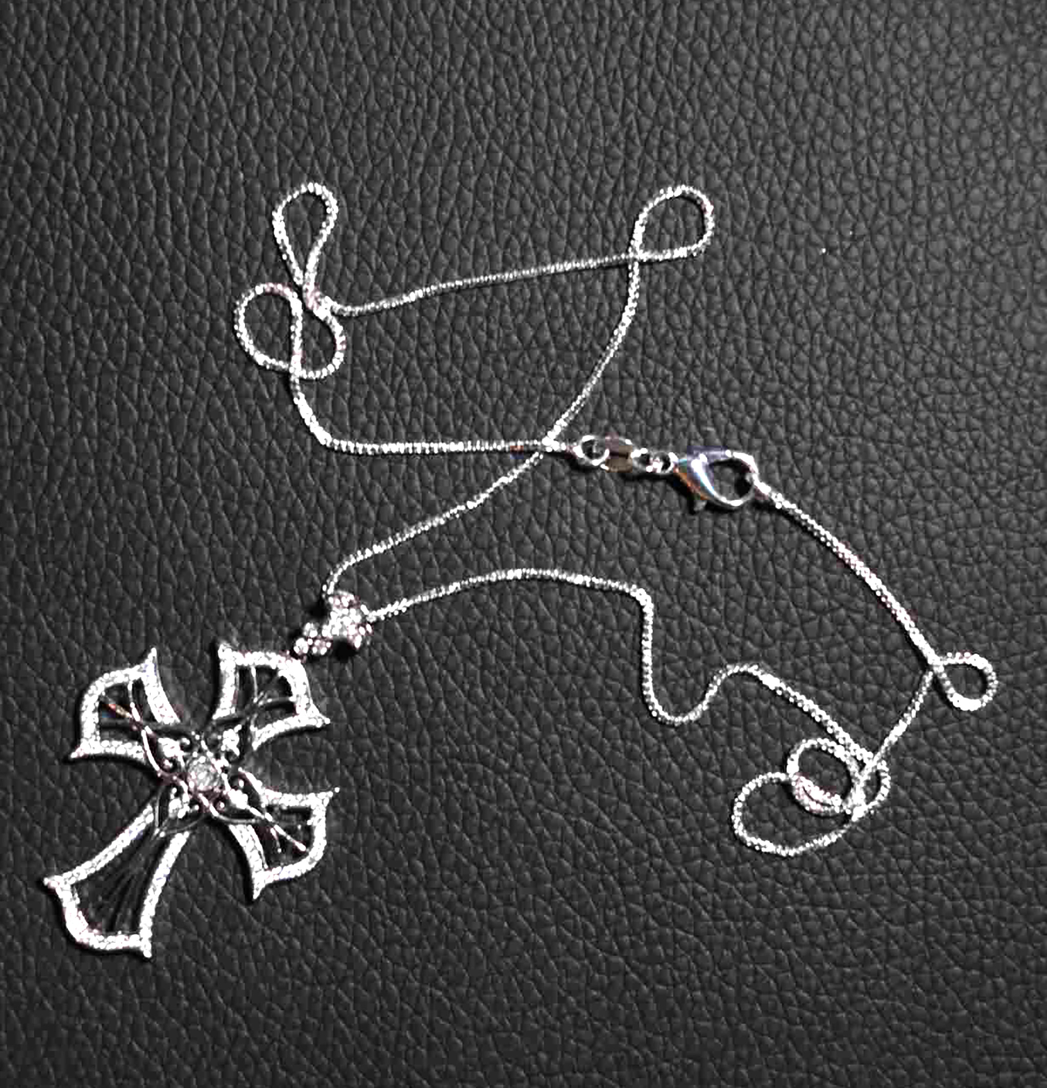 Timeless Sterling Silver Vintage Cross Pendant with Round CZ Stones on Box Chain — Faith Necklace. 925ijewel.com