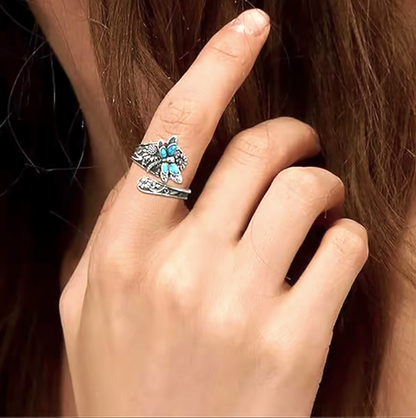 Wings of Forever – Vintage Sterling Silver Adjustable Butterfly Ring. 925ijewel.com