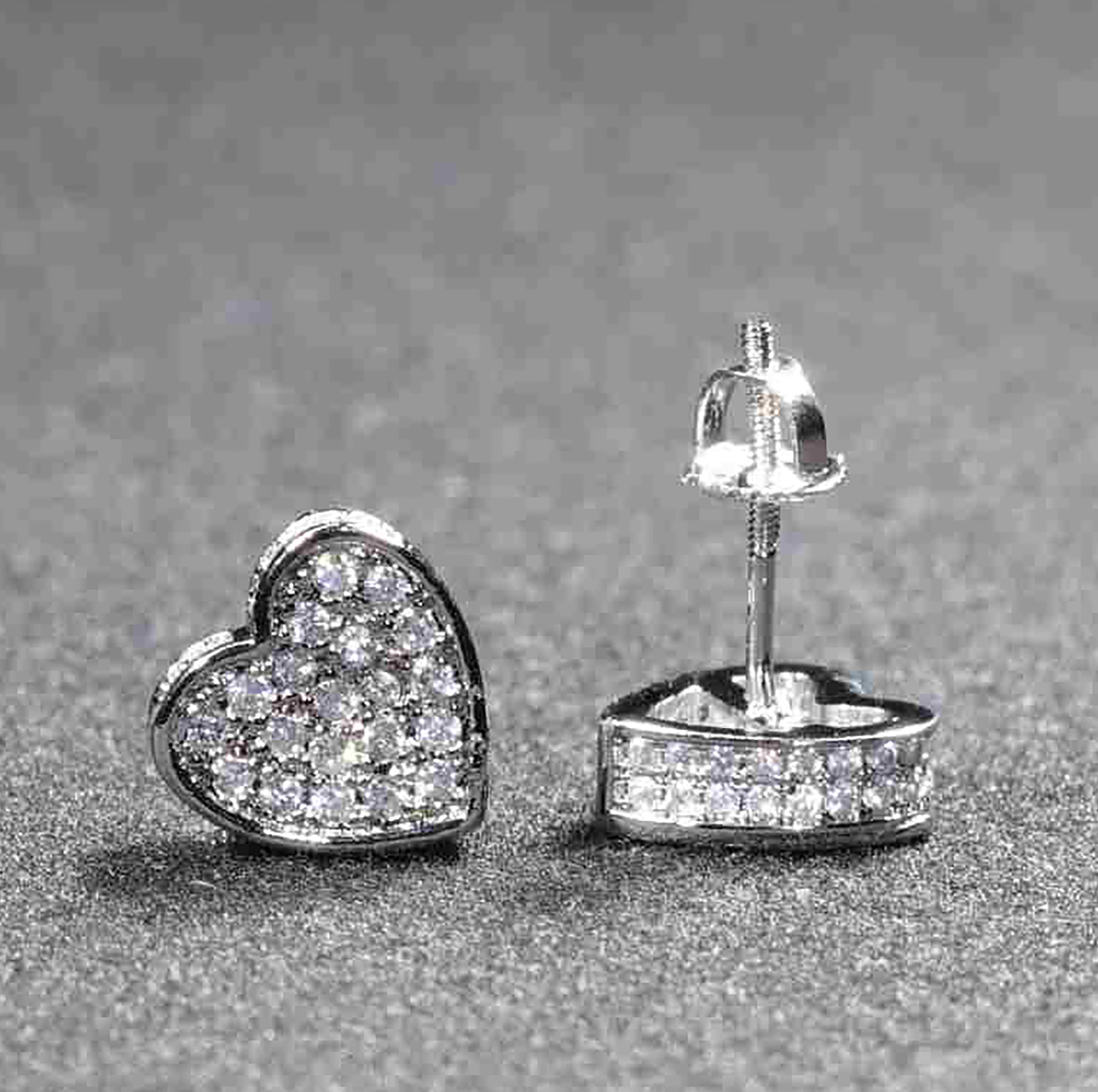 Eternal Heart Radiance CZ Pave Earrings – Silver 925ijewel.com